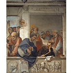 "Glorification of Illustrious Tuscans" by Cecco Bravo:  detail of the fresco with Galileo Galilei, Museum of the Buonarroti House, Florence.