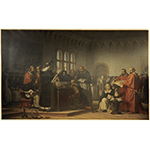 Galileo Galilei's abjuration before the Tribunal of the Holy Inquisition. Painted by Giovanni Squarcina, 1863-1870 (Venezia, Archivio-Museo della Dalmazia, Scuola Dalmata dei SS. Giorgio e Trifone).