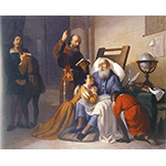 The death of Galileo Galilei. Oil on canvas by Giovanni Lodi, 1856 (Accademia Atestina, Modena).