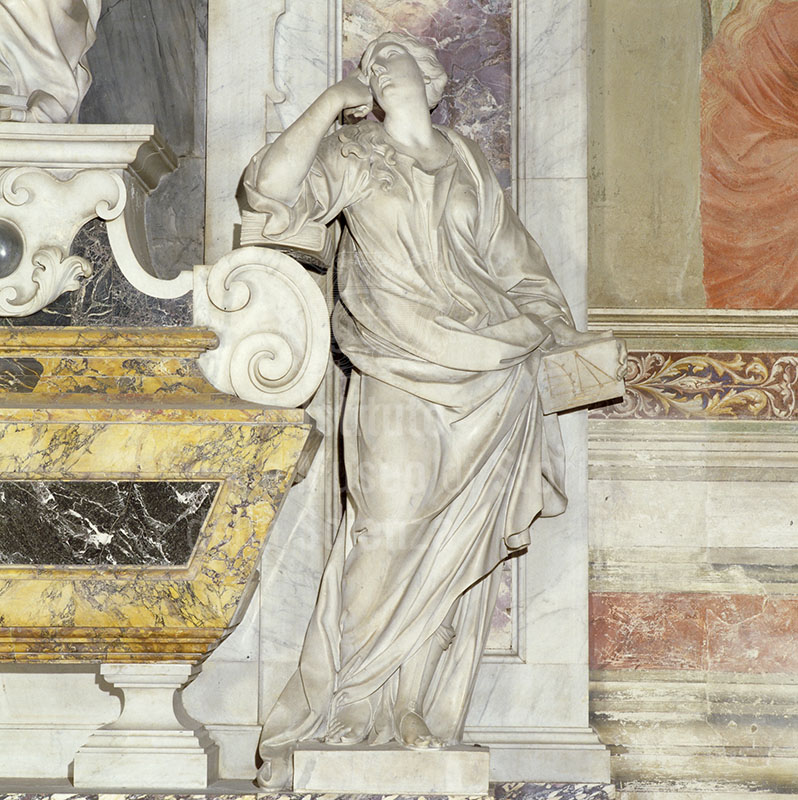 Sepulcher of Galileo Galilei. Detail with the Allegory of Geometry, 1737 (Basilica di Santa Croce, Firenze)