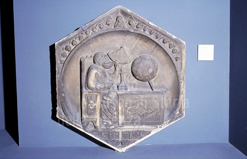 Original of the panel of Astronomy from Giotto's Bell Tower, conserved in the Museo dell'Opera del Duomo, Florence.