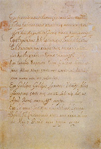 Sottoscrizioni autografe di Giambattista Della Porta e Galileo Galilei nell'Albo originale linceo (Biblioteca Apostolica Vaticana, Citt del Vaticano, Ms. Vat. Lat. 9684, c.4)