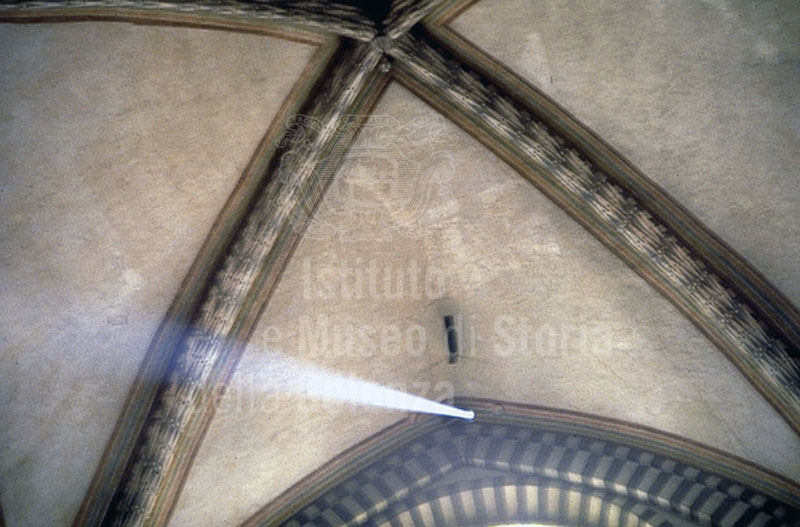Hole of the gnomon built by Egnazio Danti, on the facade of the Basilica of Santa Maria Novella, Florence.