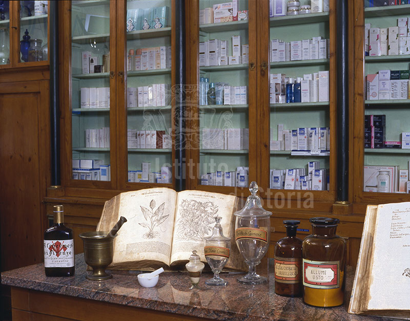 Furnishings and part of the historic equipment of the Pharmacy Paoletti, Brozzi, Florence.