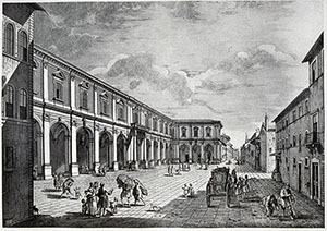 Print depicting the Hospital of Santa Maria Nuova, Florence.