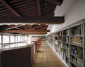 Sala di lettura della Biblioteca dell'Istituto e Museo di Storia della Scienza, Firenze.