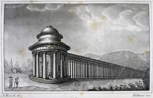 Engraving depicting the Nottolini Aqueduct of Lucca (draughtsman A. Marsili, engraver Bettazzi), in A. Mazzarosa, "Guida di Lucca e dei luoghi pi importanti del ducato", Lucca, 1843.