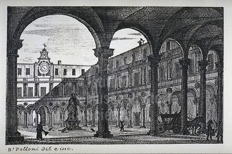 Incisione di Bartolomeo Polloni raffigurante l'Universit degli Studi di Pisa.