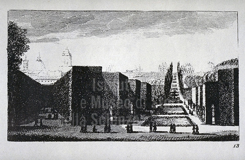 Incisione raffigurante il Gran Viale del Giardino di Boboli, F. Fontani, "Viaggio pittorico della Toscana", Firenze, per V. Batelli, 1827 (3 ed.).