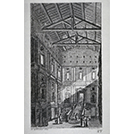 Engraving depicting the Medici Laurentian Library, F. Fontani, "Viaggio pittorico della Toscana" (Pictorial voyage through Tuscany), Florence, V. Batelli, 1827 (3rd ed.).