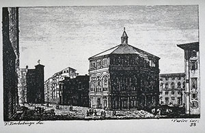 Incisione raffigurante il Battistero di San Giovanni a Firenze, F. Fontani, "Viaggio pittorico della Toscana", Firenze, per V. Batelli, 1827 (3 ed.).