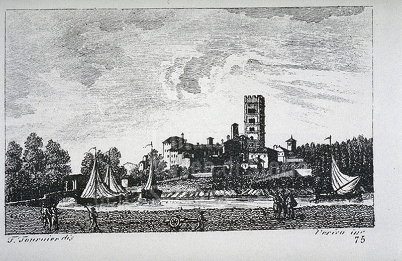 Incisione raffigurante una veduta dell'Altopascio, F. Fontani, "Viaggio pittorico della Toscana", Firenze, per V. Batelli, 1827 (3 ed.).