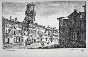Engraving depicting the former Astronomical Observatory of Pisa, F. Fontani, "Viaggio pittorico della Toscana", Firenze, per V. Batelli, 1827 (3 ed.).