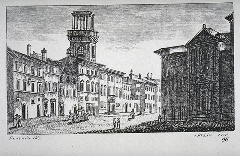 Incisione raffigurante l'ex Specola di Pisa, F. Fontani, "Viaggio pittorico della Toscana", Firenze, per V. Batelli, 1827 (3 ed.).