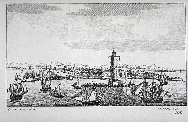 Incisione raffigurante il porto e la citt di Livorno, F. Fontani, "Viaggio pittorico della Toscana", Firenze, per V. Batelli, 1827 (3 ed.).