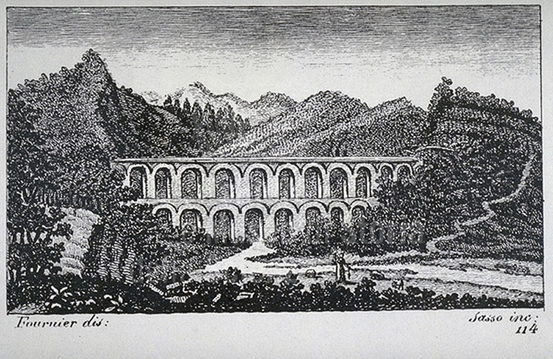 Incisione raffigurante gli Aquedotti di Livorno, F. Fontani, "Viaggio pittorico della Toscana", Firenze, per V. Batelli, 1827 (3 ed.).