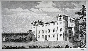 Incisione raffigurante la Villa Medicea L'Ambrogiana, F. Fontani, "Viaggio pittorico della Toscana", Firenze, per V. Batelli, 1827 (3 ed.).