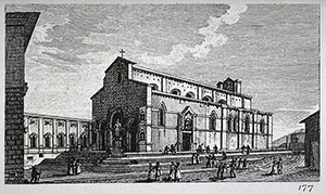 Incisione raffigurante il Duomo di Arezzo, F. Fontani, "Viaggio pittorico della Toscana", Firenze, per V. Batelli, 1827 (3 ed.).