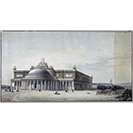 Former Leopolda Station of Florence, drawing depicting the external view of the palazzo of the Italian Exposition of 1861 in Florence, according to the project of architect Giuseppe Martelli, Department of Prints and Drawings of the Uffizi, Florence.