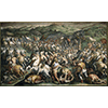 Fresco by Giorgio Vasari and Jacopo Zucchi representing "The Battle of  Scannagallo in Val di Chiana",  Palazzo Vecchio, Salone dei Cinquecento, Florence.