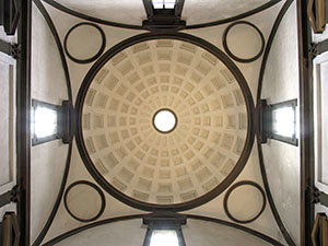 Interior of the cupola of the Sacrestia Nuova. Museo delle Cappelle Medicee, Florence.