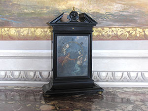 Diurnal mechanical clock dating from the 17th century. Villa Medicea di Cerreto Guidi e Museo Storico della Caccia e del Territorio.