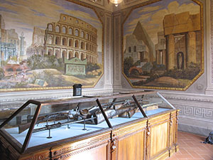 Sala con fucili e orologi. Villa Medicea di Cerreto Guidi e Museo Storico della Caccia e del Territorio.