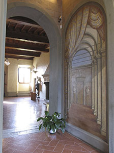 Entrance to the Medici Villa of Cerreto Guidi and the Museo Storico della Caccia e del Territorio.