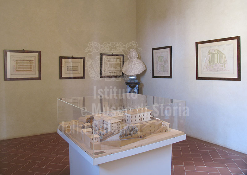 Room with model of Cerreto Guidi's historic centre. Villa Medicea di Cerreto Guidi - Museo Storico della Caccia e del Territorio.