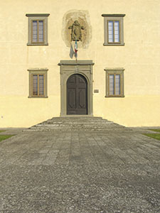 Detail of faade of the Villa Medicea di Cerreto Guidi and Museo Storico della Caccia e del Territorio.