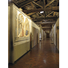 Right-hand corridor on the first floor of the Museo di San Marco in Florence, with the Annunciation by Fra Angelico.