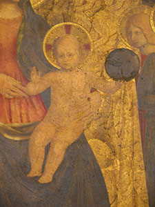 Beato Angelico, Pala di San Marco (1438-1443), dettaglio di Ges bambino con globo, Museo di San Marco, Firenze.