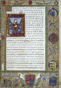 Frontispiece of the "De re aedificatoria" by Leon Battista Alberti (15th century).
