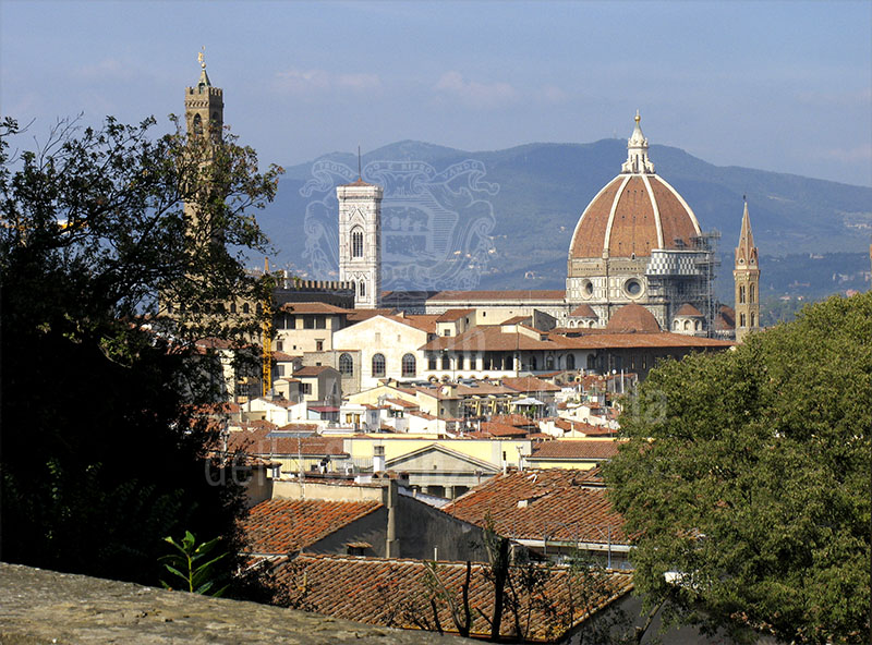 La Basilica di Santa Maria del Fiore vista dal Giardino di Palazzo Mozzi Bardini, Firenze.