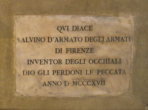 Epigraph on the tomb of Salvino d'Armato degli Armati, Chiesa di Santa Maria Maggiore, Florence.