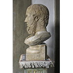 Portrait of Herodotus, detail of the profile. Bust with Roman Age head from the 2nd century A.D., copy of a Greek original, Church of Santa Maria Maggiore, Florence.