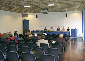 La sala convegni del Museo di Storia Naturale del Mediterraneo durante una conferenza, Livorno.