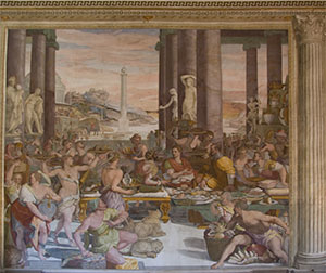 Andrea del Sarto e Alessandro Allori, "Tributo a Cesare", sala di Leone X, Villa Medicea Ambra, Poggio a Caiano.