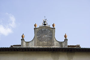 Clock on top of the faade of Villa Ambra, Poggio a Caiano.