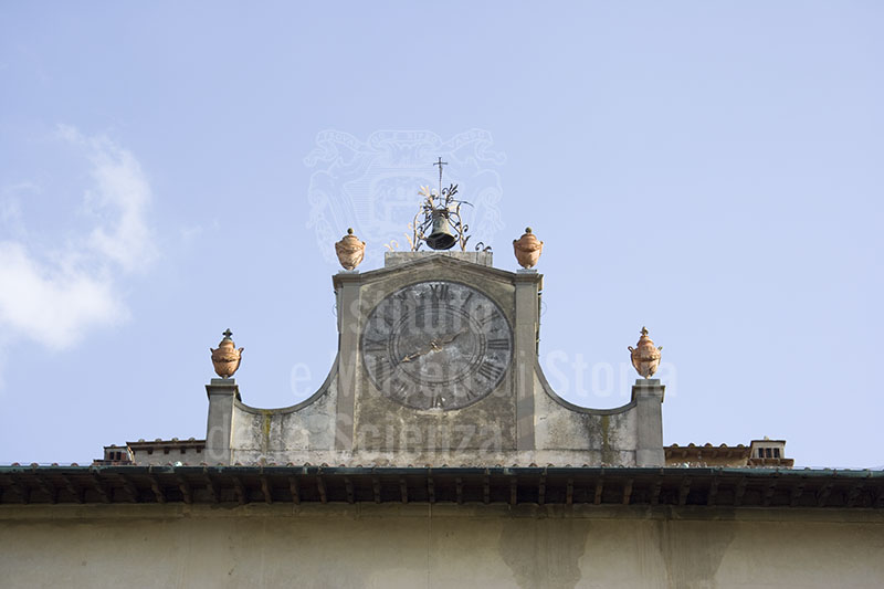 Clock on top of the faade of Villa Ambra, Poggio a Caiano.