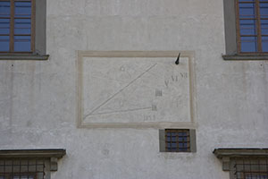 Sundial placed on the nord-west side of Villa Ambra, Poggio a Caiano.