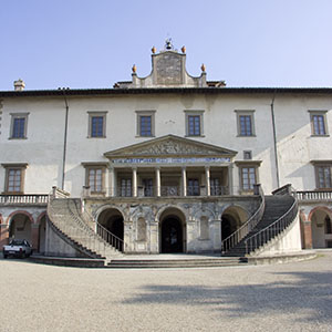 Frontal view of the staircase of  Villa Ambra, Poggio a Caiano.