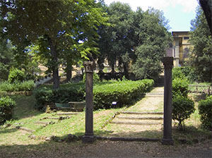 Columns with decorative elements, Stibbert Garden, Florence.