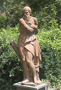 Statua maschile in terracotta, Giardino Stibbert, Firenze.
