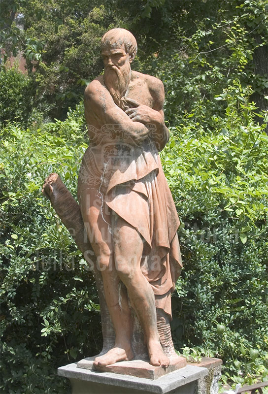 Statua maschile in terracotta, Giardino Stibbert, Firenze.