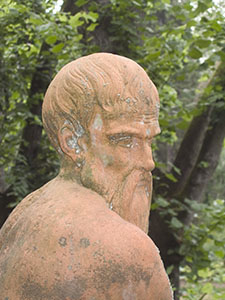 Detail of a male statue, Stibbert Garden, Florence.
