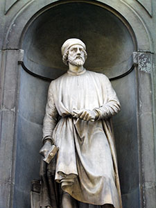 Statue of Donatello, the Uffizi Loggia, Florence.