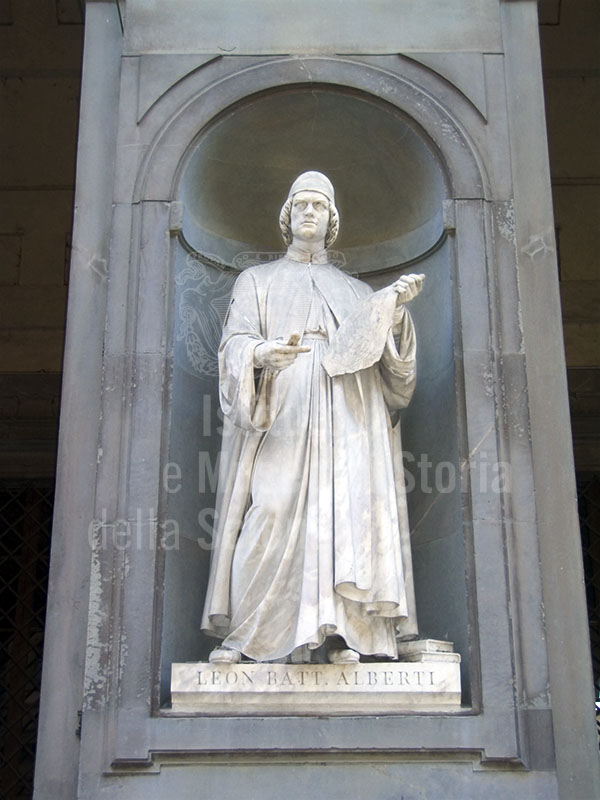 Statue of Leon Battista Alberti, the Uffizi Loggia, Florence.