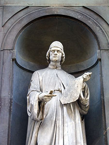 Statue of Leon Battista Alberti, the Uffizi Loggia, Florence.