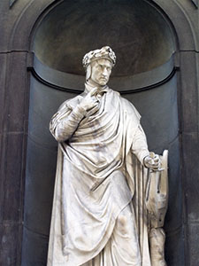 Statue of Dante Alighieri, the Uffizi Loggia, Florence.